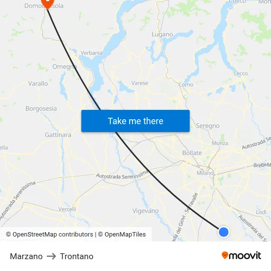 Marzano to Trontano map