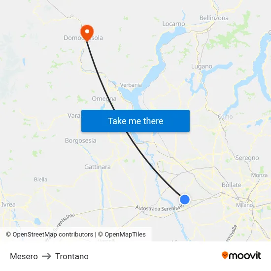 Mesero to Trontano map