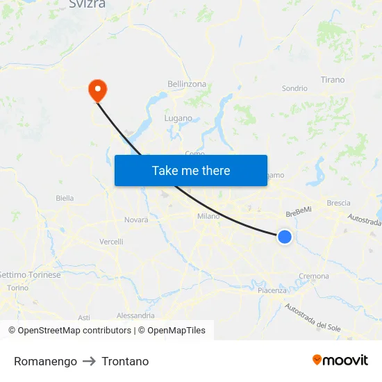 Romanengo to Trontano map