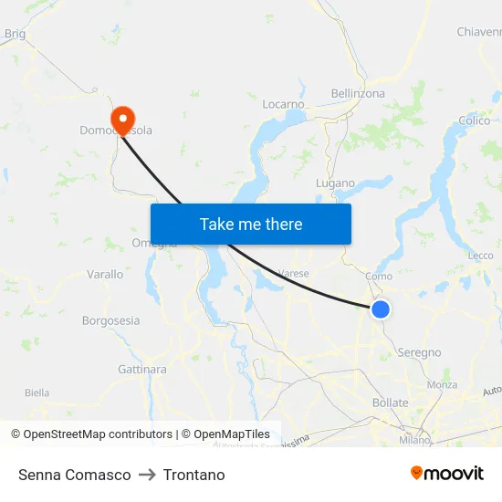 Senna Comasco to Trontano map