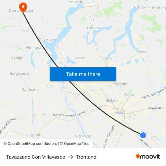 Tavazzano Con Villavesco to Trontano map