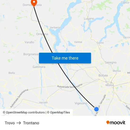 Trovo to Trontano map