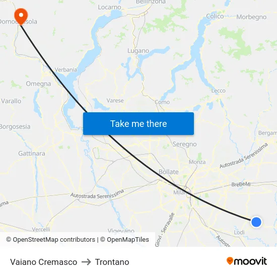 Vaiano Cremasco to Trontano map
