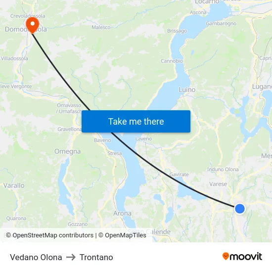 Vedano Olona to Trontano map