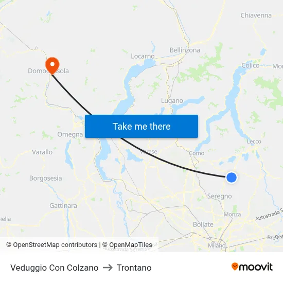 Veduggio Con Colzano to Trontano map