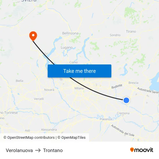 Verolanuova to Trontano map
