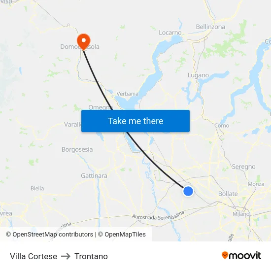 Villa Cortese to Trontano map