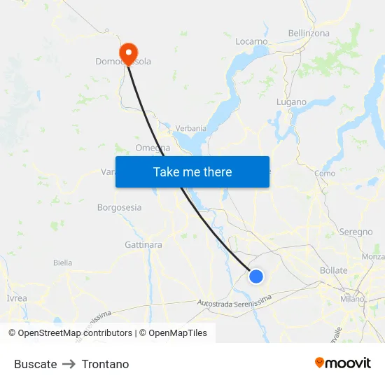 Buscate to Trontano map
