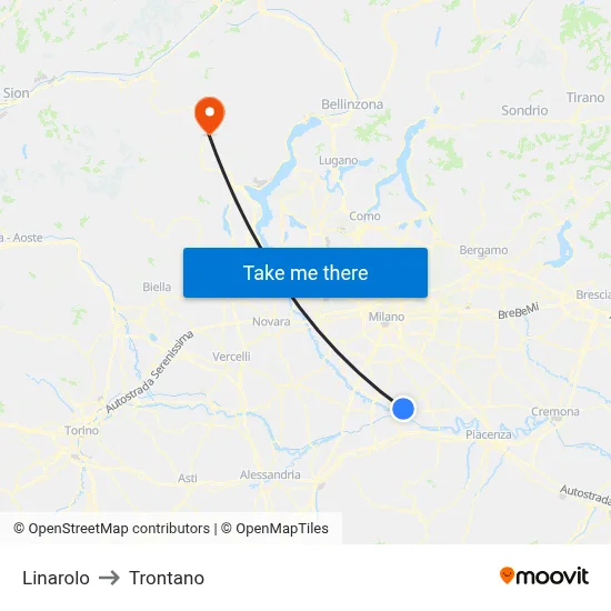 Linarolo to Trontano map