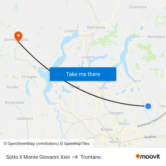 Sotto Il Monte Giovanni Xxiii to Trontano map
