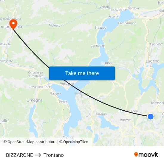 BIZZARONE to Trontano map