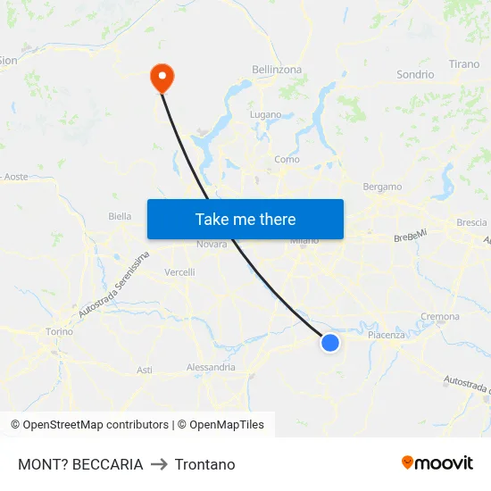 Mont'Beccaria to Trontano map