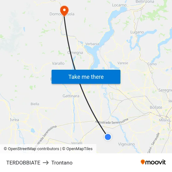 Terdobbiate to Trontano map