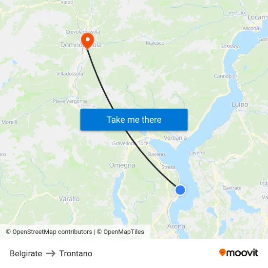 Belgirate to Trontano map