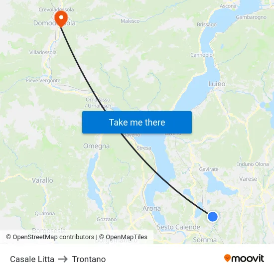 Casale Litta to Trontano map