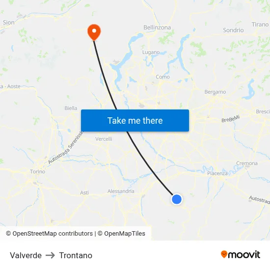 Valverde to Trontano map