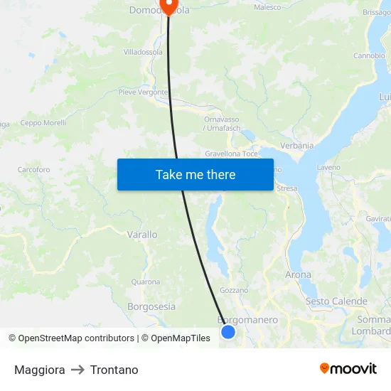 Maggiora to Trontano map