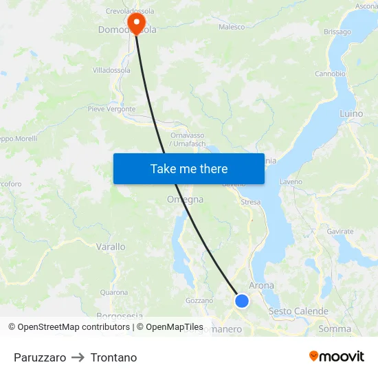 Paruzzaro to Trontano map