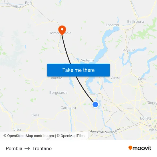 Pombia to Trontano map
