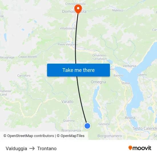 Valduggia to Trontano map