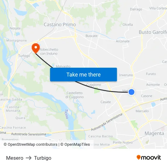 Mesero to Turbigo map