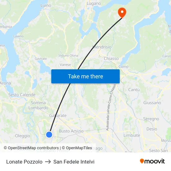 Lonate Pozzolo to San Fedele Intelvi map