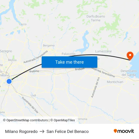 Milano Rogoredo to San Felice Del Benaco map