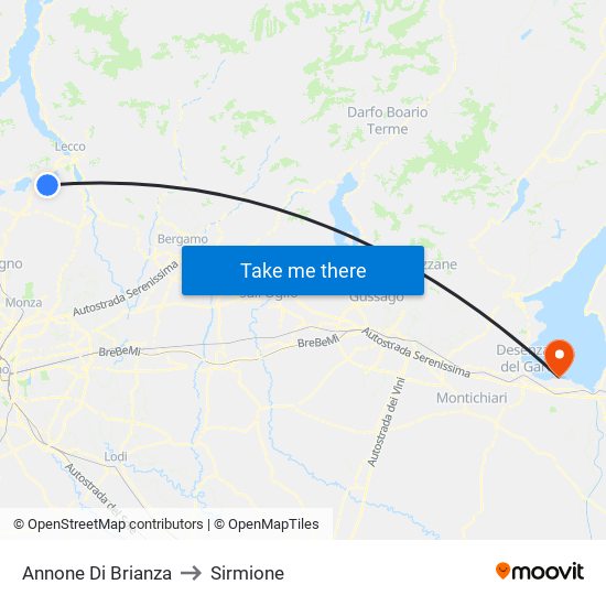 Annone Di Brianza to Sirmione map