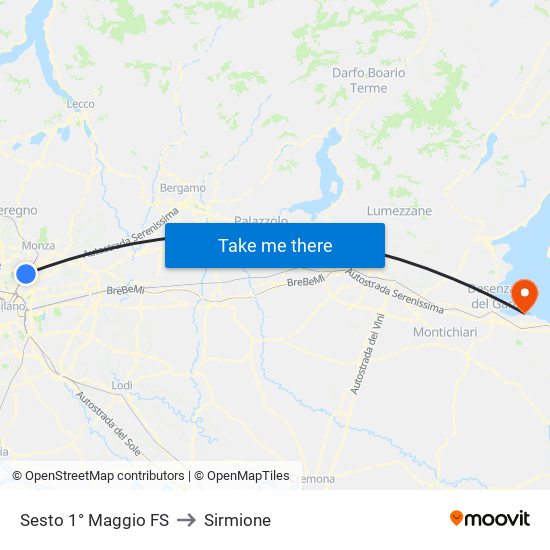 Sesto 1° Maggio FS to Sirmione map