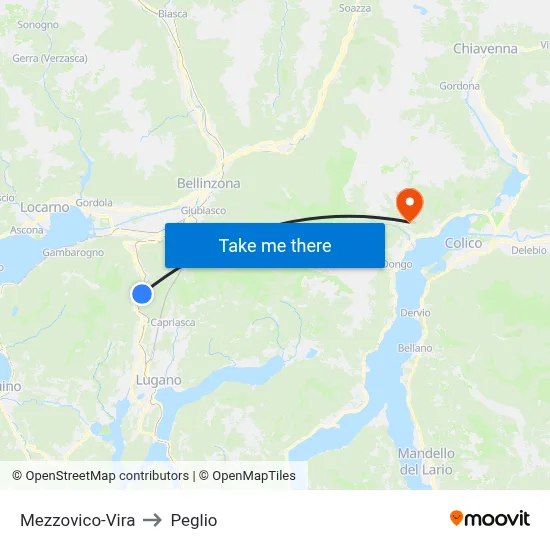Mezzovico-Vira to Peglio map