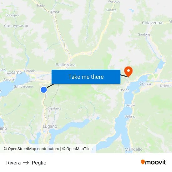 Rivera to Peglio map
