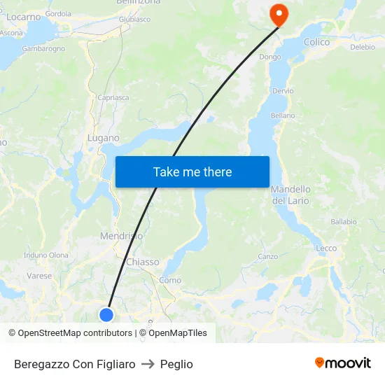 Beregazzo Con Figliaro to Peglio map