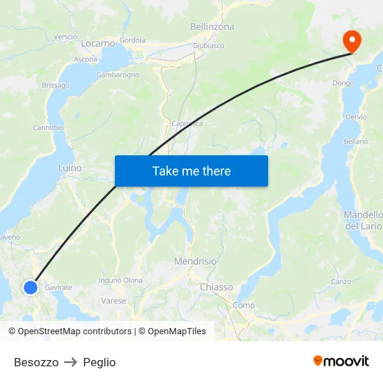 Besozzo to Peglio map
