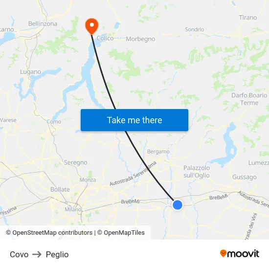 Covo to Peglio map