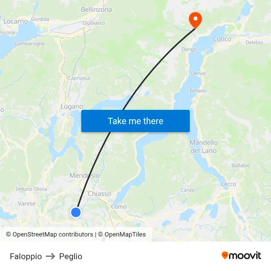 Faloppio to Peglio map