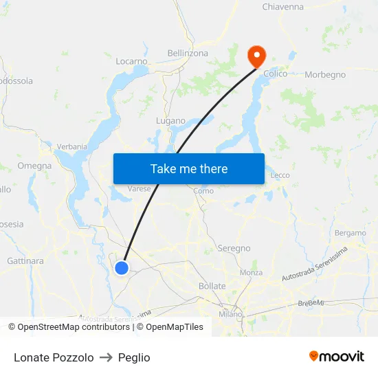 Lonate Pozzolo to Peglio map