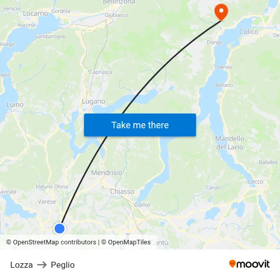 Lozza to Peglio map