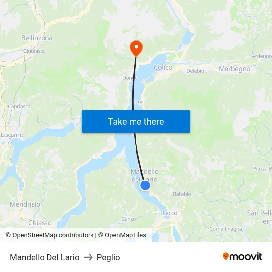 Mandello Del Lario to Peglio map
