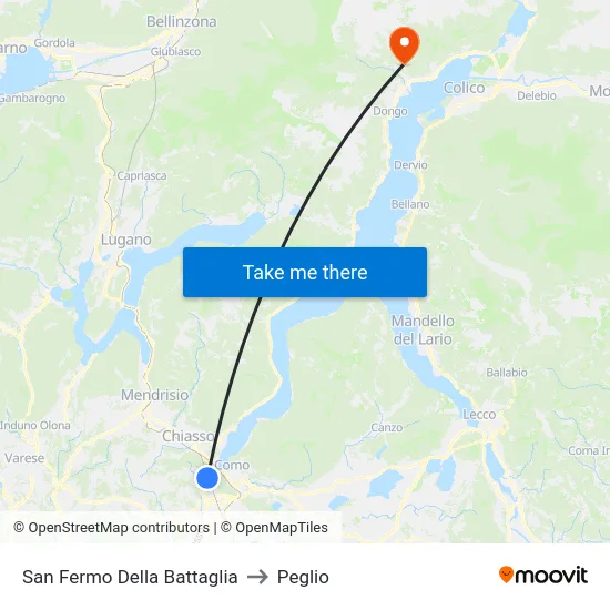 San Fermo Della Battaglia to Peglio map