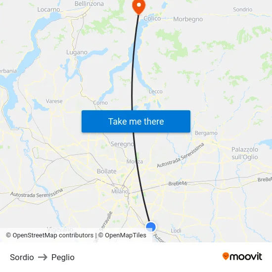 Sordio to Peglio map