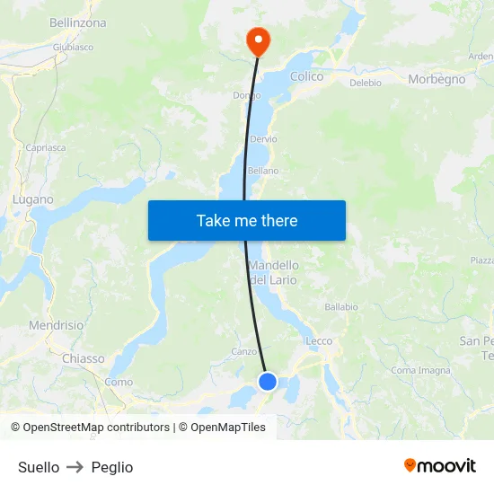 Suello to Peglio map