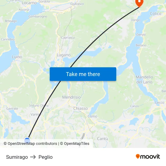 Sumirago to Peglio map