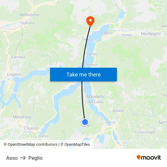 Asso to Peglio map