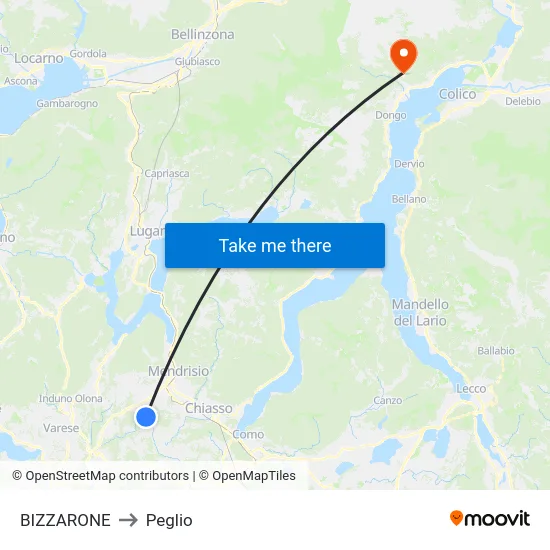 BIZZARONE to Peglio map
