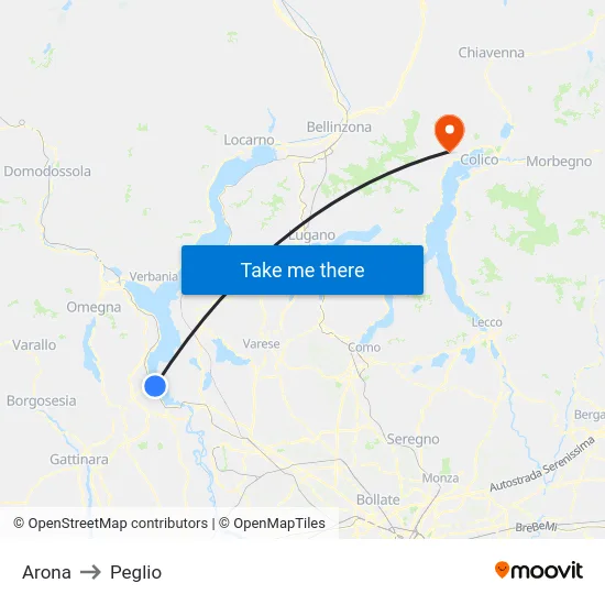 Arona to Peglio map
