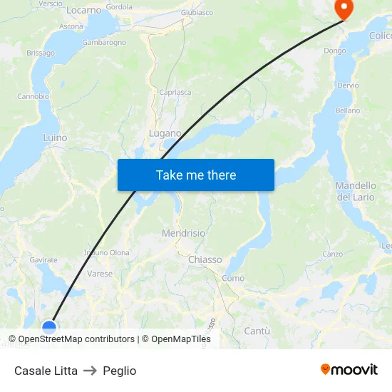 Casale Litta to Peglio map