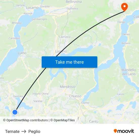 Ternate to Peglio map