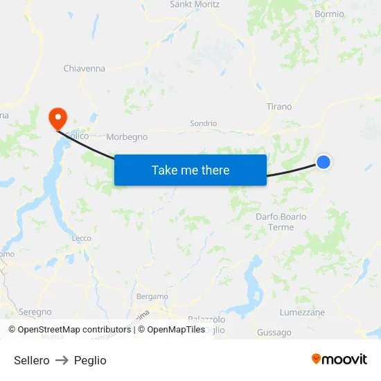 Sellero to Peglio map