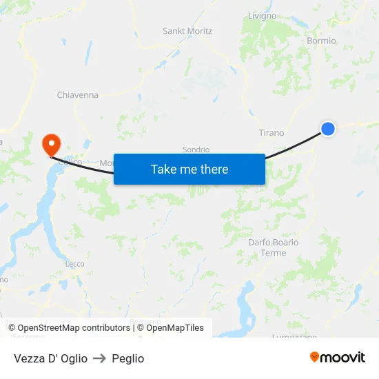 Vezza D' Oglio to Peglio map