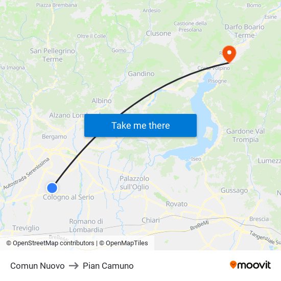 Comun Nuovo to Pian Camuno map